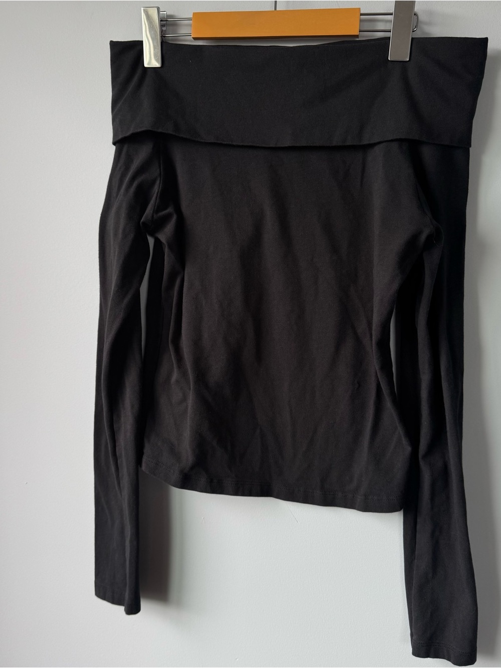 (S) Brandy Melville Charcoal Black Off-Shoulder Top